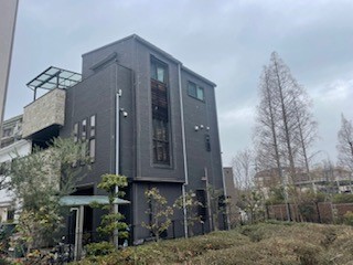 吹田市にて3階建て戸建住宅外壁塗装の現場調査