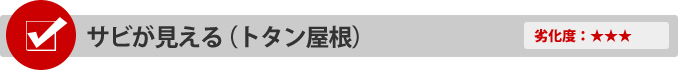 サビが見える(トタン屋根)